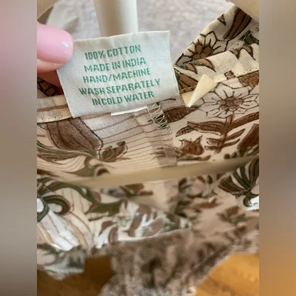 JULIA AMORY Sz L Large Coco Jardin Brown
Green floral button down Shirt Dress - Picture 7 of 7